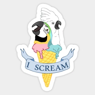 ice cream macaw and cockatoo i scream Sticker